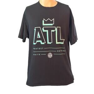 Atlanta United FC Soccer Men Large‎ T-Shirt Black Green Protect Defend Unite MLS